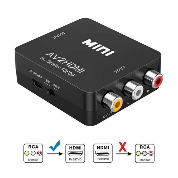

1080p mini rca to hdmi av composite adapter converter audio video cable cvbs av adapter converter for hd tv with usb cable