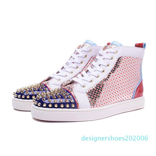 

designer shoes suede spike bottoms casual shoes for women mens triple white black red multi-color party wedding flat rivet sneakers d06