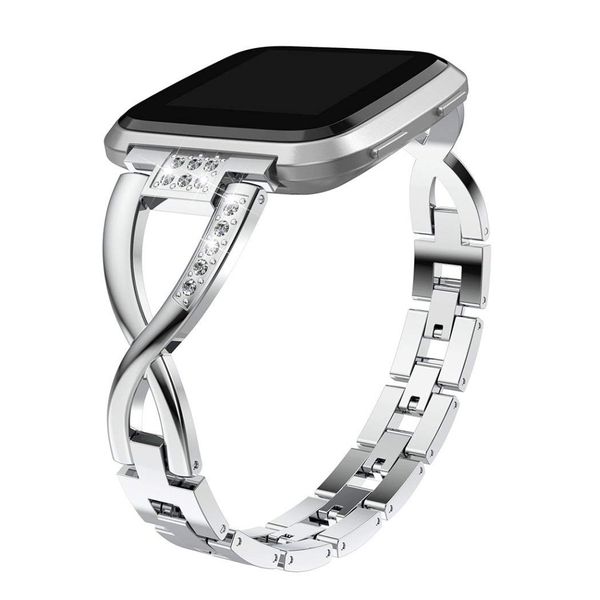 

tschick bling band совместимость для fitbit versa женщин, металлические браслеты из нержавеющей стали регулируемая замена полос стразы, Black;brown
