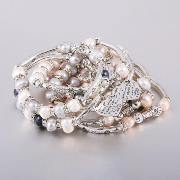 

natural freshwater pearl 7-8 mm zin-alloy bracelet with heart-shaped pendant 20 mm for elegant women wedding dress gift, Black