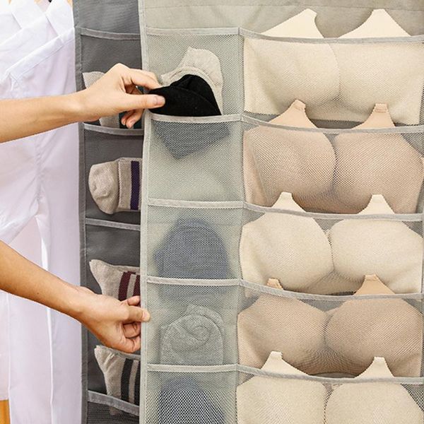 

wardrobe storage bag foldable hanging organizer underware bra socks multi pockets bag oxford fabric hang storage organizer