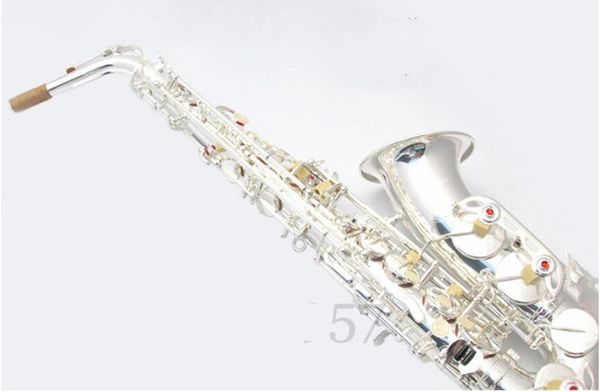Hochwertiges Altsaxophon, versilbert, A-W037, Es-Flat-Musikinstrument mit Koffer, Mundstück, Rohrhals, professioneller Abschluss