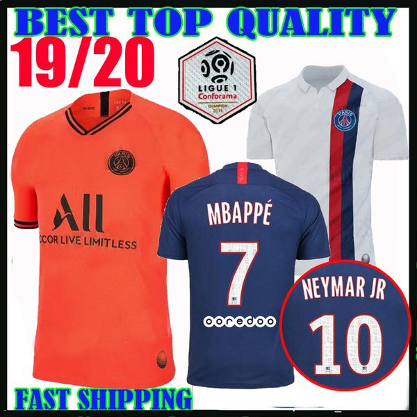 

P g occer jer ey 19 20 maillot de foot home away third orange 2019 2020 pari mbappe cavani di maria men kid kit football hirt thailand