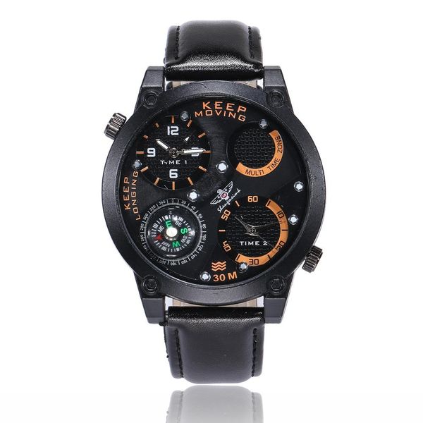 

men's sport watches brand new fashion compass pu leather strap wristwatches two timer quartz watches wholesale lw041, Slivery;brown