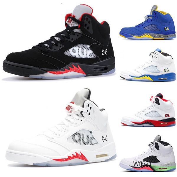 

new 5 5s wings fresh prince mens basketball shoes red blue suede white black grape men sports sneakers designer trainers us 7-13