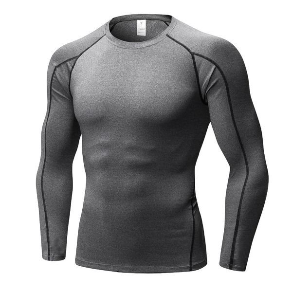 

quick dry compression men's long sleeve t-shirts running shirt fitness tight tennis soccer jersey gym sportswear, Black;blue