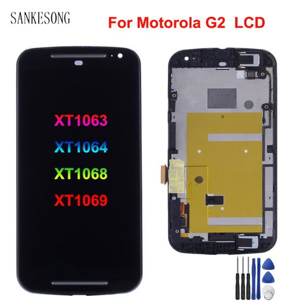 

для motorola moto g2 xt1063 xt1064 xt1068 xt1069 жк-дисплей с сенсорным экраном с рамкой замена digitizer ассамблеи