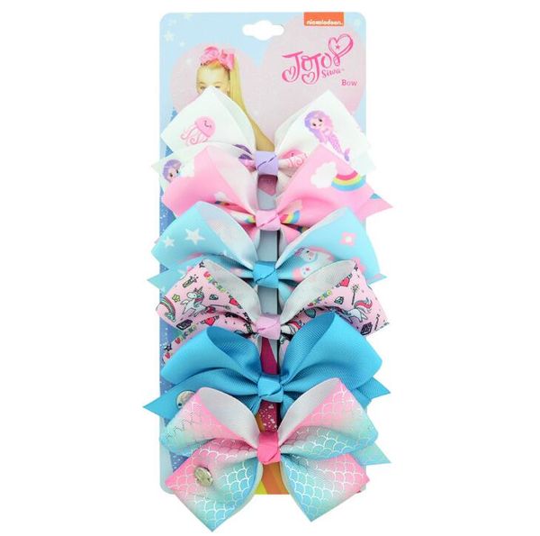 

jojo siwa hair ornament suit 54 colours butterfly knot 6 colours one card children's hairpin baby's headdress, Slivery;white