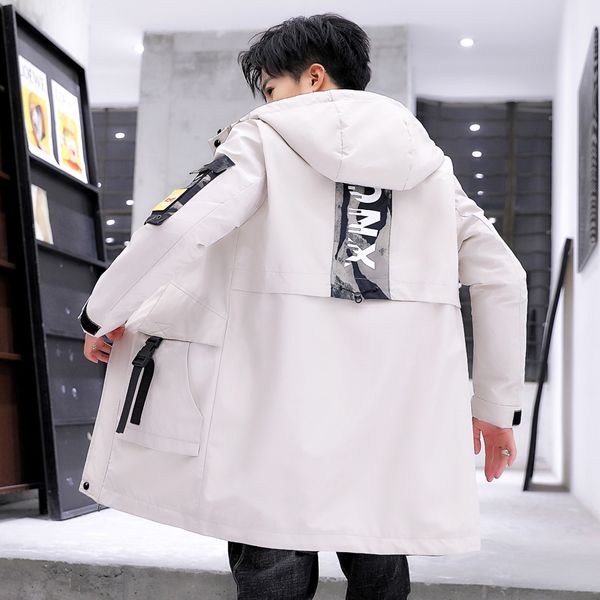 

2019 uyuk's new korean winter collection features a long, youthful-chic hooded jacket for men masculina streetwear smart casual, Black;brown