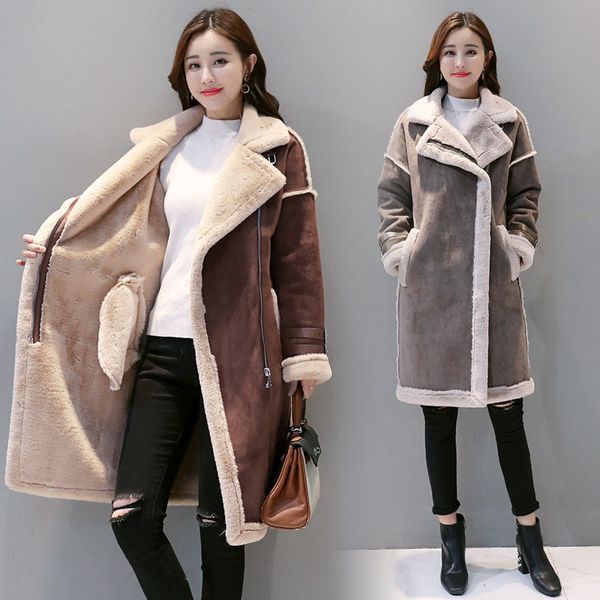 

fur women's dress 2019 new style chenille coat women's mid-length lambs wool coat korean-style loose-fit, Blue;black