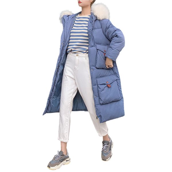 

jaycosin winter women thick warm loose pocket hooded coat ultra light coat long sleeve fashion jacket overcoat outcoat coat115#5, Black