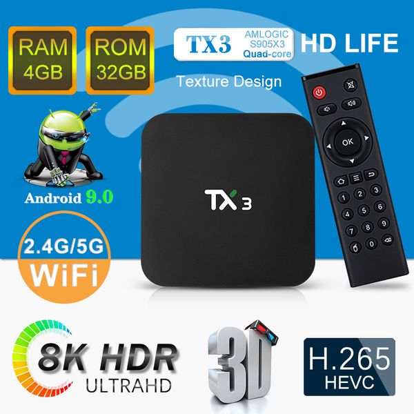 

Новое прибытие TX3 4GB 64GB 8K TV Box Amlogic S905X3 Android 9,0 Smart TV Box 4GB 32GB 2GB 16GB Вариант
