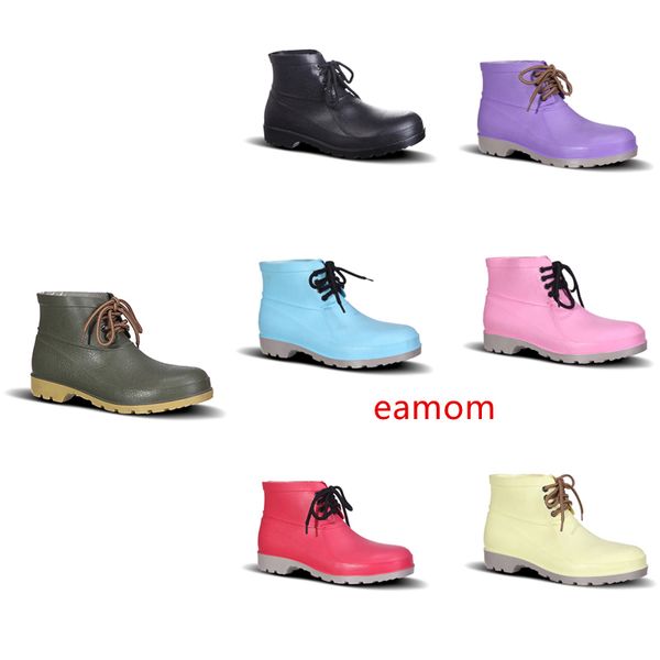 

новые 2019 no-brand design rain boots низкая труда страхование обувь стальной подносок черный желтый красный розовый фиолетовый темно-зелены, Black