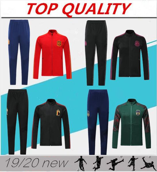 

Spain occer track uit 2020 belgium italy football jacket kit urvetement de football 20 21 mexico national team chandal futbol, Black;red