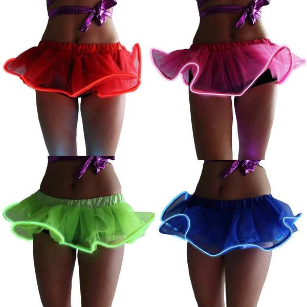 

arrivals fashion led light up el wire tutu fancy stage dancing rave evening club mini skirt women skirt, Black