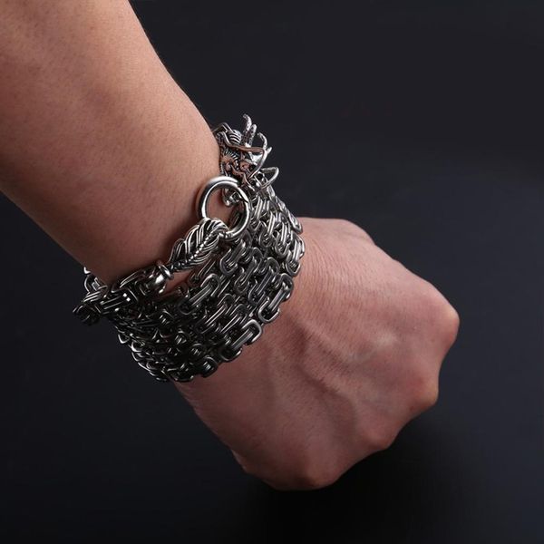 

self defense weapon martial arts hand bracelet chain outdoor camping hiking tools mens bracelet, Golden;silver