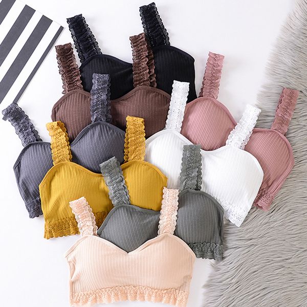 

summer ladies slim camis multicolor soft breathable women lace bra female lace bralette strap bra, Black;white
