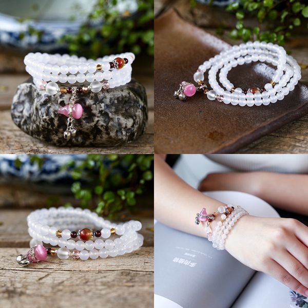 

three circle white and delicate small gourd silver crystal bracelet ornaments tasbih prayer wholesale bracelets mix color, Black