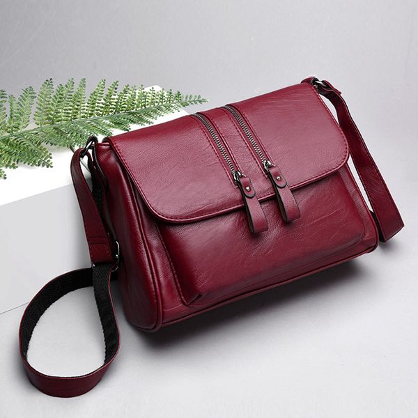 

2019 new women shoulder bag leather fashion casual square bag classic solid soft boston female messenger for ladies