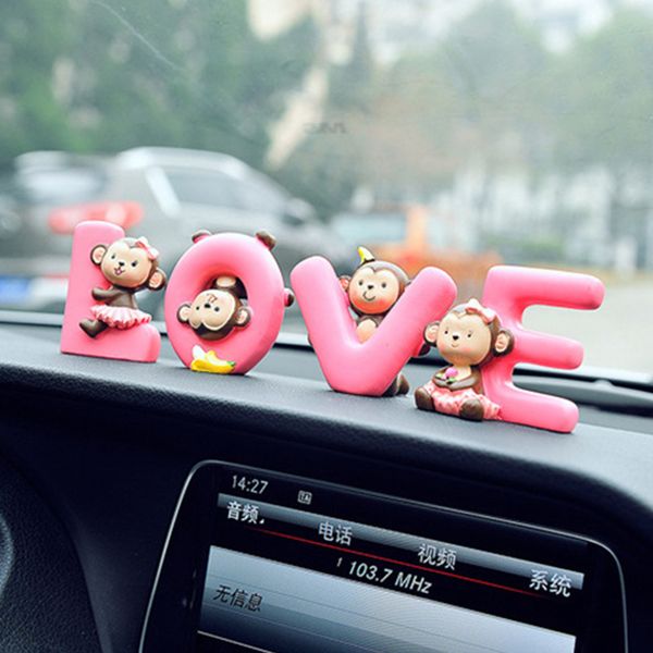 

car ornament craft resin pendant office home gift birthday interior dashboard decoration valentine's day cute monkey cartoon