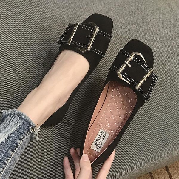 

2019 grandma shoes lace-up women pu ballet flats brief new moccasin casual comfortable soft ballet flat, Black