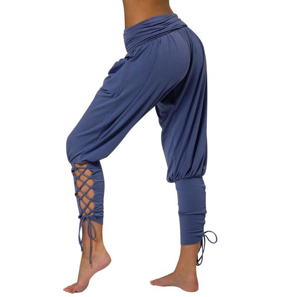 

laamei женщины шаровары гетры багги aladdin boho hippy брюки criss cross jogger твердая высокой талией брюки comfy, Black;white