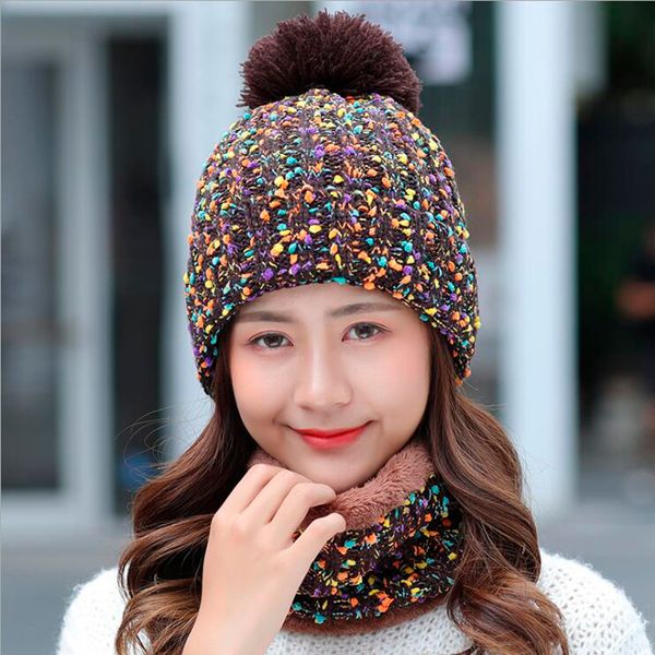 

2018 winter knitted hat women scarf caps mask gorras bonnet warm winter hats for girls skullies beanies, Blue;gray