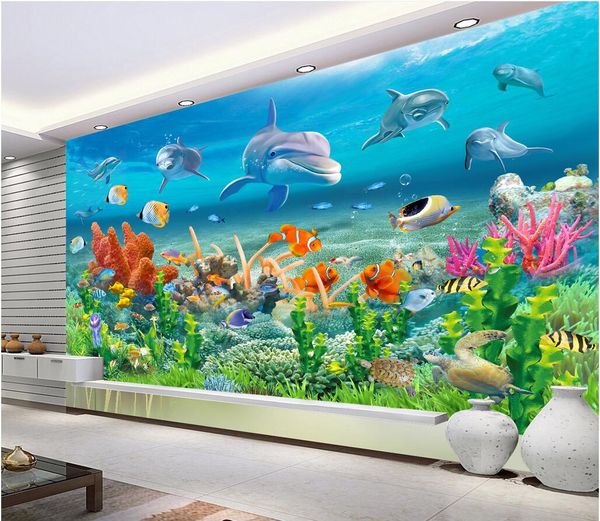 Wdbh 3d Wallpaper Custom Photo Underwater World Dolphin Reef