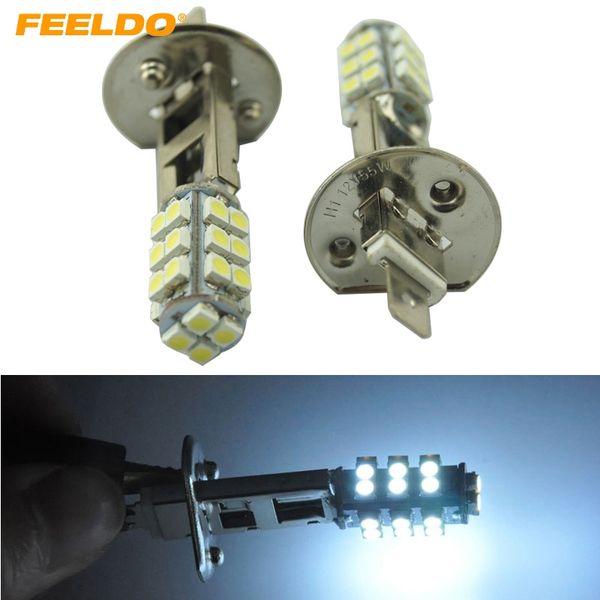 

feeldo 20pcs white 12v power h1 3528/1210 chip 28smd led fog headlight car auto led light bulb #fd-1691
