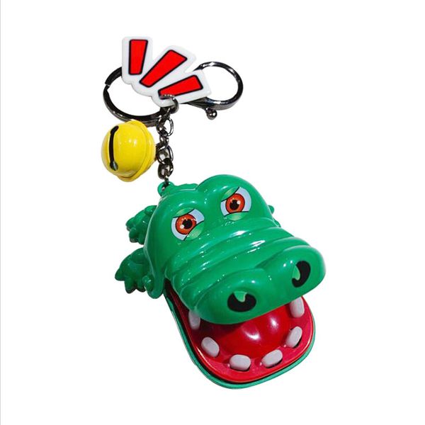 

lovely cartoon bite hand crocodile tricky game keychain child innovation keychain game toys gift metal pendant, Silver