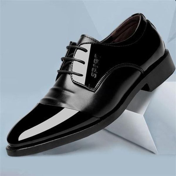 

kancoold fashion business dress men shoes classic leather men's suits shoes fashion lace-up dress men oxfords size38-44, Black