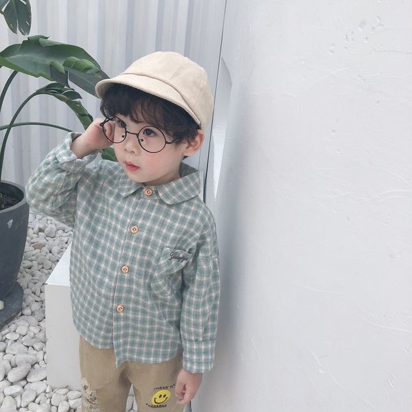 

factory freight boy season shirt long sleeve 2020 children's plaid shirt baby foreign style top, White;black