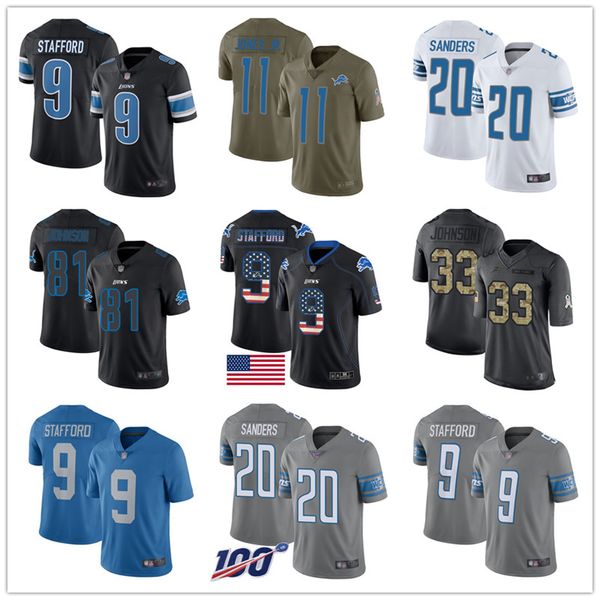 

Custom Lionss Jerseys Matthew Stafford Kerryon Johnson Jarrad Davis Marvin Jones Johnson Barry Sanders Men Football Jersey