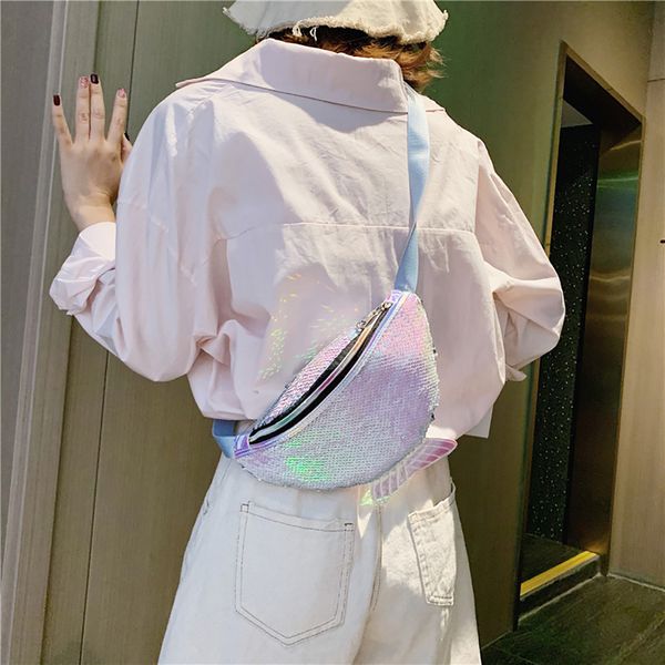 

2019 women fashion casual simple messenger bag fashion joker sequined fish tail chest pocket bolsa feminina pequena da mini 50