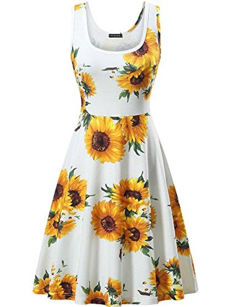

fensace women's a line sleeveless floral summer dress, Black;gray