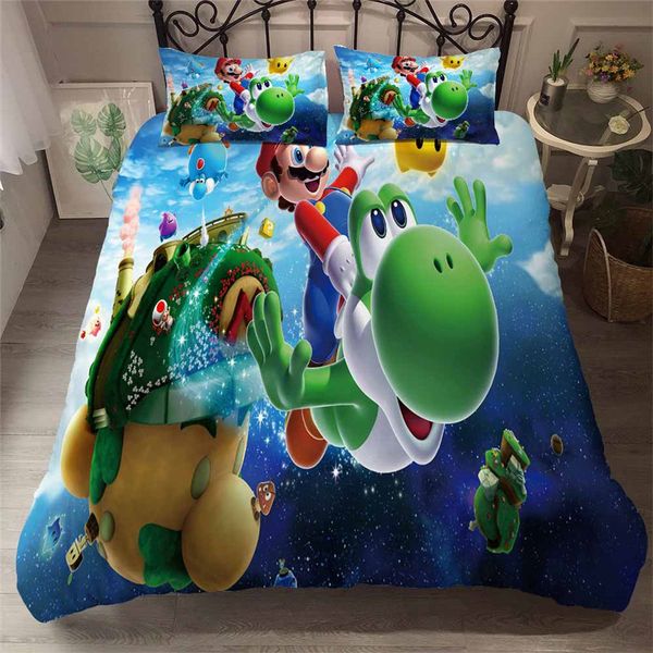 

helengili 3d bedding set mario party print duvet cover set bedcloth with pillowcase bed home textiles #mla28