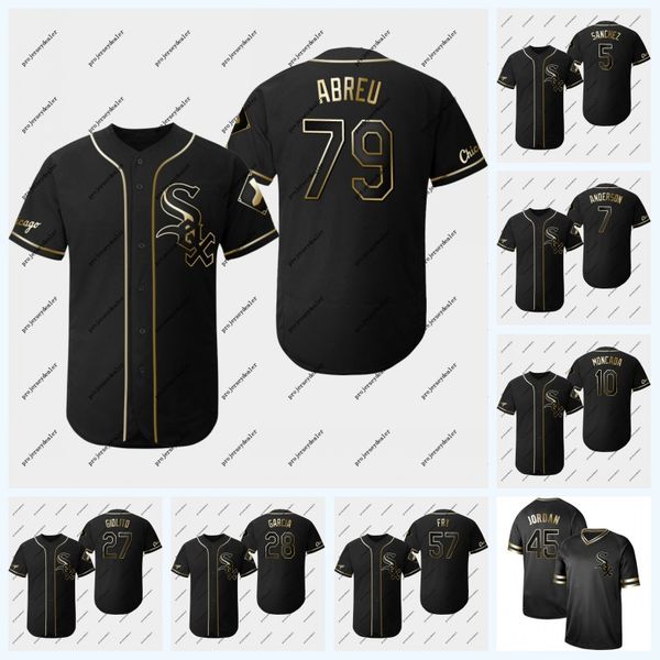 

74 Eloy Jimenez 2019 Golden Edition Jose Abreu Yoan Moncada Tim Anderson Matt Davidson Yolmer Sanchez Todd Frazier White Sox Jersey