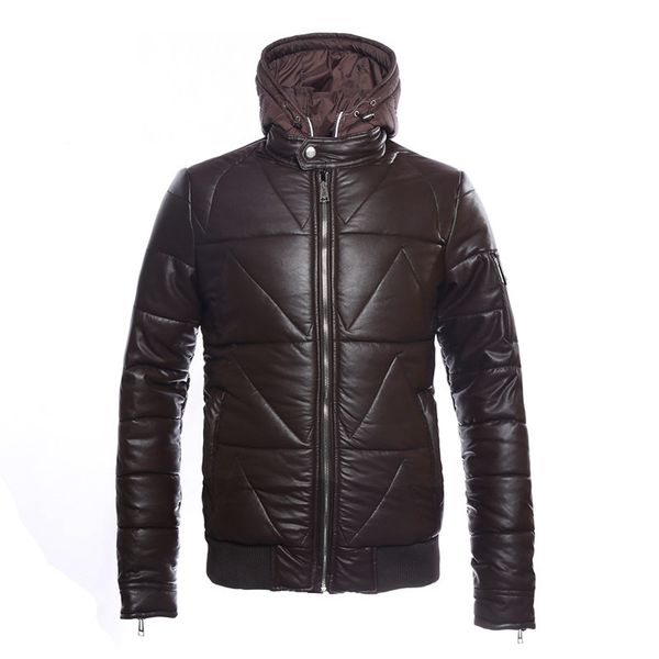 

nxh 2019 mens leather jacket waterproof coats winter coffee jackets plus size man hood pu leather parka coat hat men winter coat, Black