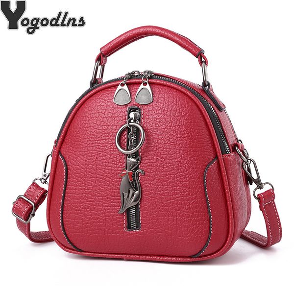 

solid pu leather women bag ladies crossbody messenger shoulder bags vintage handbags kitten ornaments
