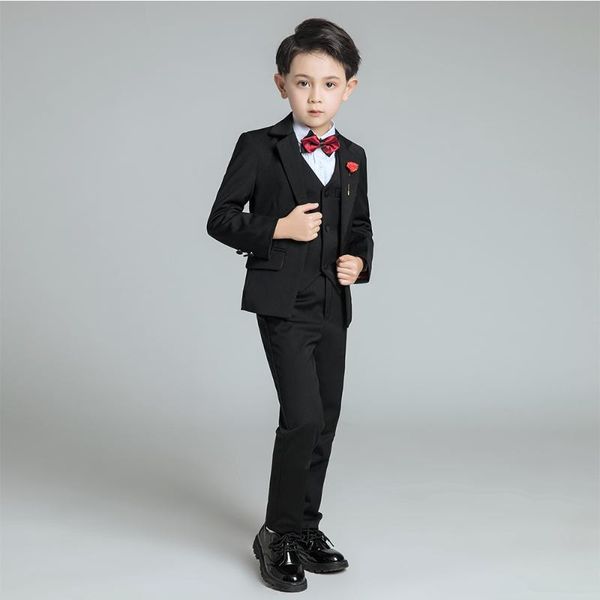 

yuanlu boys suits for wedding party piano blazer jacket 6pcs formal costum children clothes black