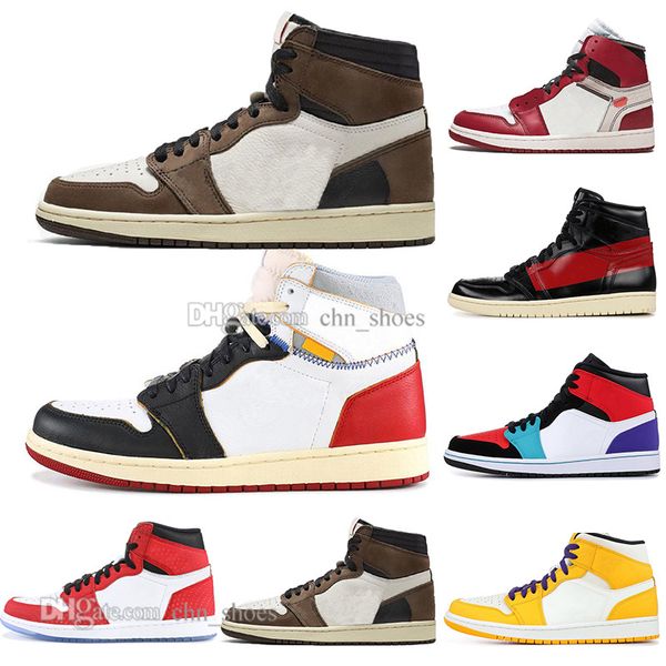 

new 1 high og travis scotts spiderman bred banned men women basketball shoes homage to home royal blue rookie of the year sneakers