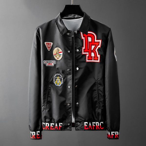 

2019 вскользь куртка велосипедист куртка для мужчин весны / осенью новой тенденции улицы нагрудного знака пилотной куртки для мужчин тонкого, Black;brown