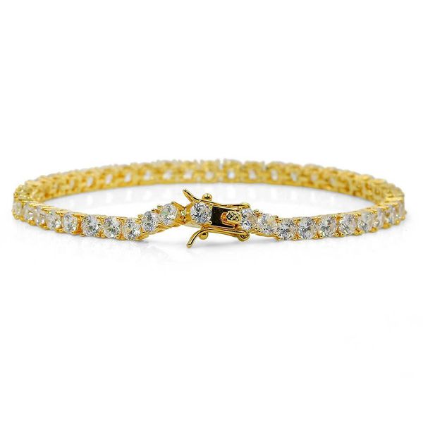 

bracelet iced out tennis bracelet zirconia triple lock hiphop jewelry 1 row cubic designer men bracelets with box, Golden;silver