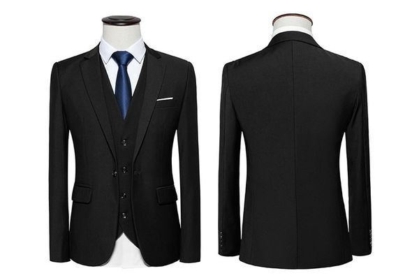 

clothes men suit 2019 new arrival man 3 pieces classic solid suits man business casual wedding slim fit tuexdo men suits, White;black