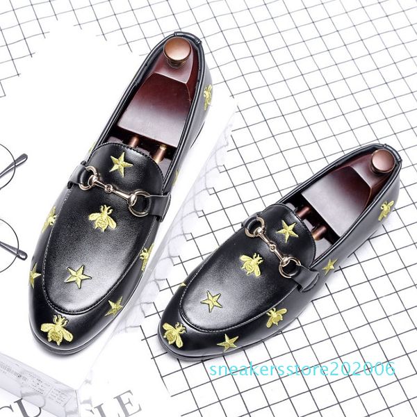 

luxury men dress shoes high british style bee rrivet causal luxury shoes mens loafers moccasins italian men wedding shoes q-499 s06, Black