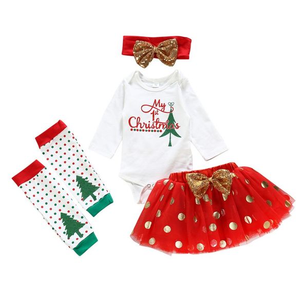 

2019 рождественская одежда для новорожденных девочек комплект одежды с длинными рукавами комбинезон чистая пряжа юбка длиной до колен с огол, White