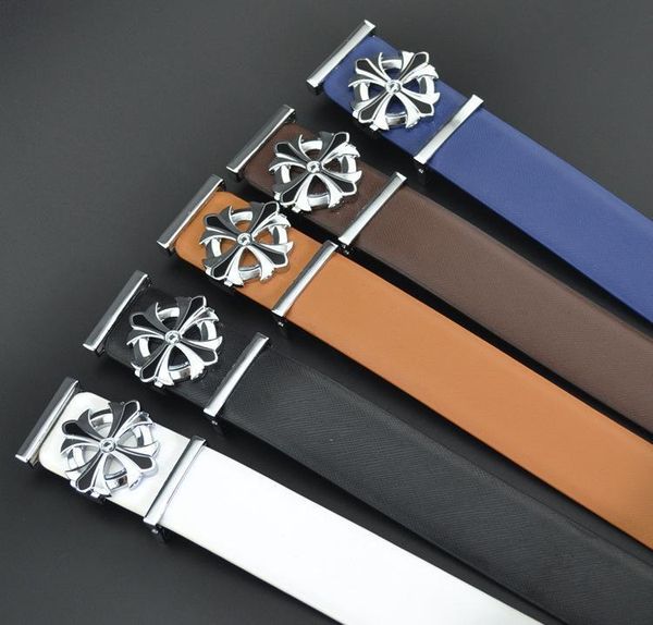 

fashionable men's cross cow leather pin buckle belt fashionable men's jeans waistband, Black;brown