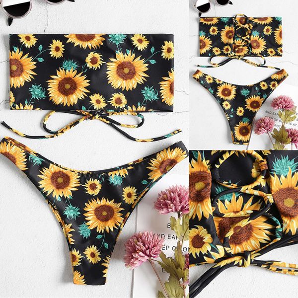 

women's two piece print split swimsuit bikini swimsuit beachwear