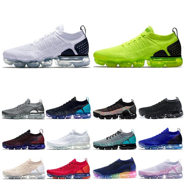 

new knit 2.0 fly men women running shoes volt multicolor triple black white be true red orbit mens trainers sneakers size 36-45