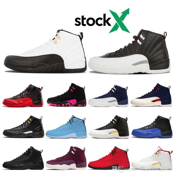 

stock x 12s fiba 12 reverse taxi men basketball shoes punch university gold wings ov black white playoffs bulls sports sneakers